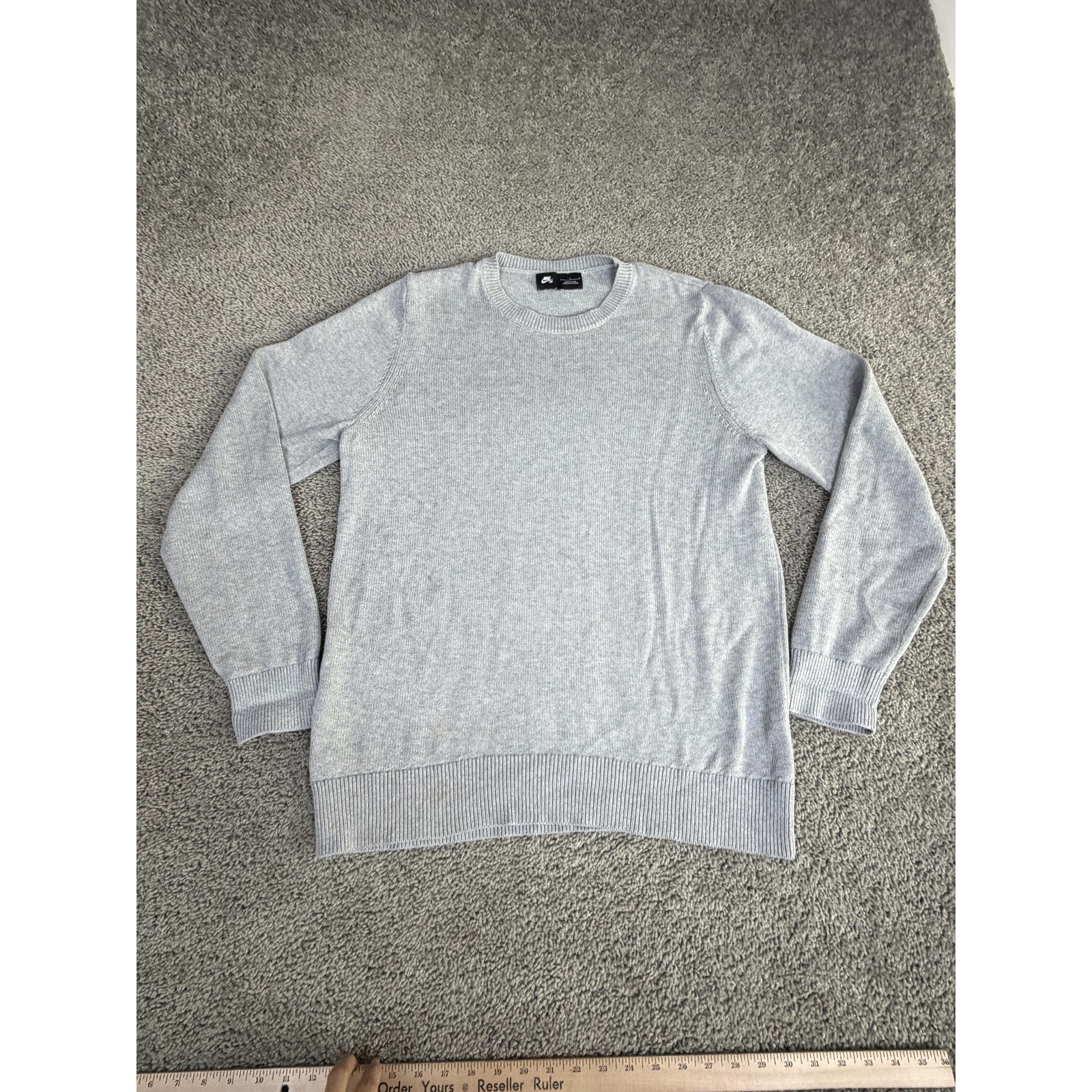 Nike Sb Everett Crew Sweater Mens Large Gray Knit Pullover Logo Skate